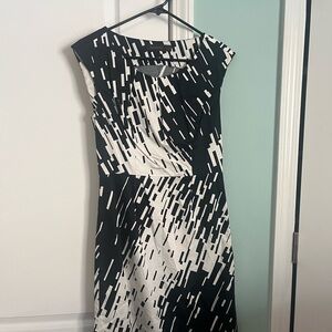 The Limited Black and White Abstract Midi Dress